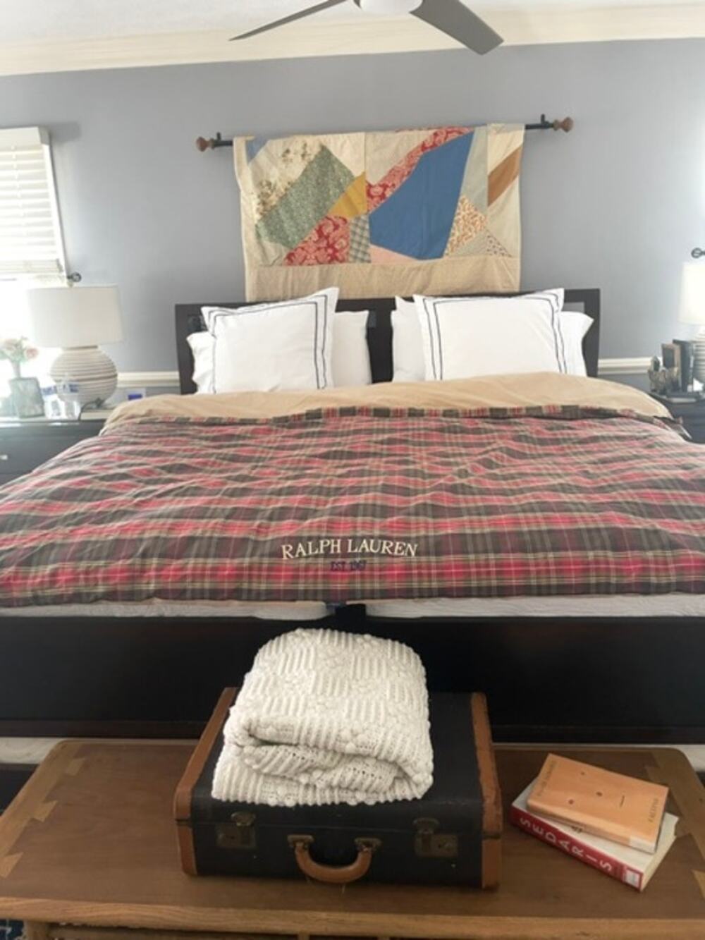 Ralph Lauren King Tartan Plaid Duvet Cover Comforter Set Embroidered Logo Cabin